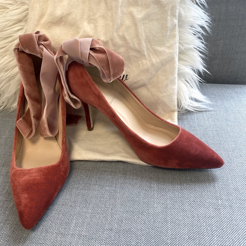 Jcrew pumps with velvet leg tie
